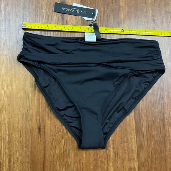 La Blanca Island Goddess Mid-Waist Ruched Bikini Bottom | Size 16 | MSRP $61 - Picture 3 of 5